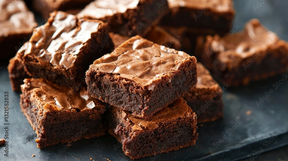Chocolate brownies piled high Chocolate brownies piled high