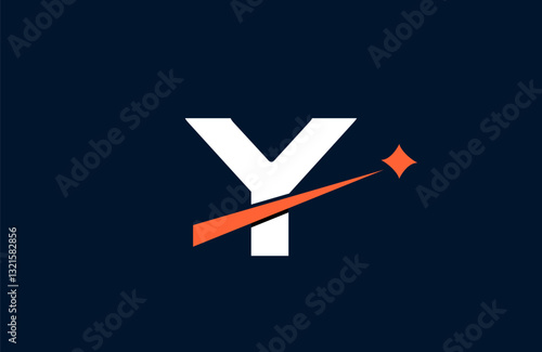 Y letter alphabet logo icon design with orange star and line cut for company and business