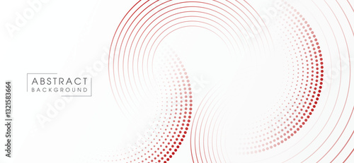 Abstract white background with red circle lines. Digital future technology concept. vector illustration.