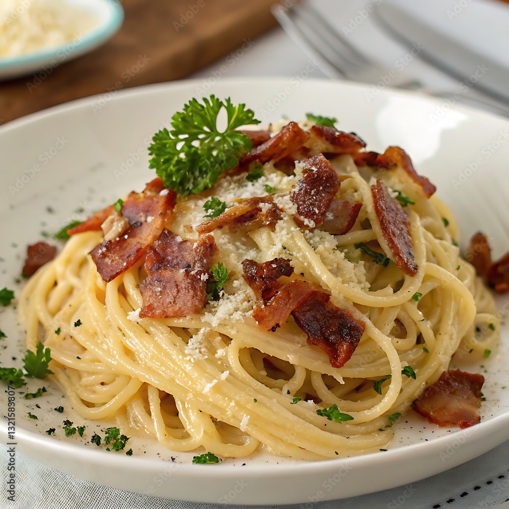 Spaghetti carbonara with crispy pancetta Spaghetti carbonara with crispy pancetta