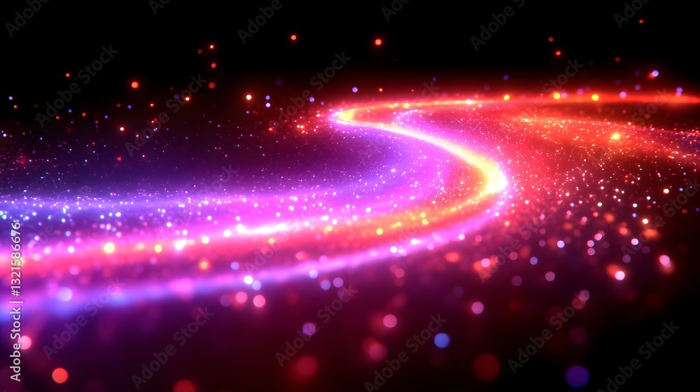 Naklejka premium Glowing Trails Swirl Across Dark Cosmic Background