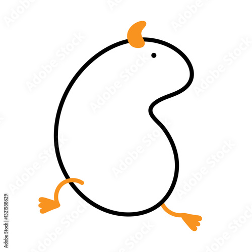 Cute goose. Funny goose runs. Comic goose character, mascot. Childish t-shirt print and poster design, kids textile and nursery decor. Duck icon in flat design vector