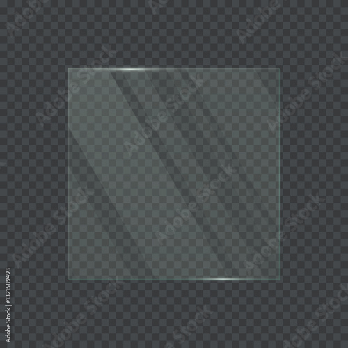 Wallpaper Mural Transparent glass frame with square shape. 3d plastic blank screen isolated on on transparent background. Reflective surface panel with light glare. Modern UI element. Realistic vector illustration. Torontodigital.ca