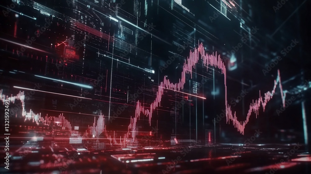 Obraz premium Abstract Financial Data Visualization: Dynamic Stock Market Chart