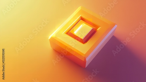 Abstract Orange Geometric Cube 3D Render Modern Design Digital Art Background Illustration Gold Form