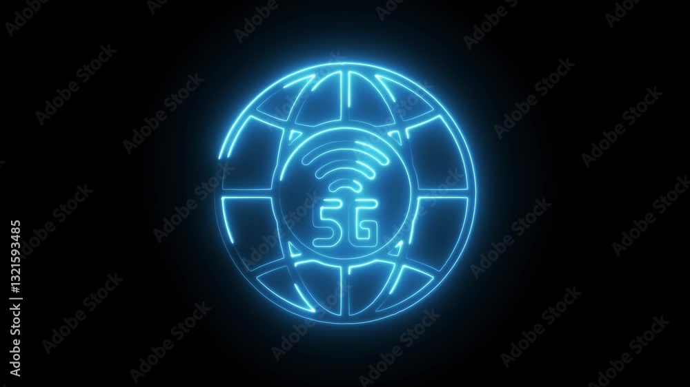 Glowing neon 5g icon isolated on black background. network, wireless, technology icon isolated on black background Glowing neon 5g icon isolated on black background. network, wireless, technology icon isolated on black background