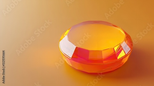 Amber Gemstone Abstract Background Orange Jewel Shiny Luxury 3D Art Red Glow Warm Rich Facet Glass  