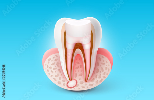 Protection of teeth, treatment of tooth root inflammation. Vector illustration