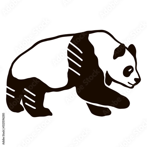 panda ear spot muzzle fat doodle animal.