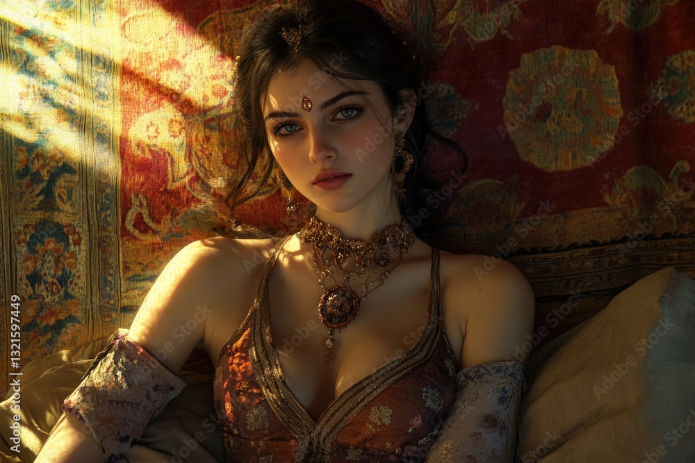 A woman sits comfortably on the edge of a couch, resting her head on a plush pillow A woman sits comfortably on the edge of a couch, resting her head on a plush pillow