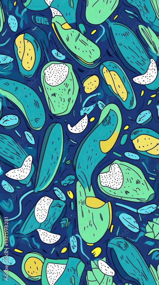 Naklejka premium A Vibrant and Abstract Tropical Fruit Pattern Design