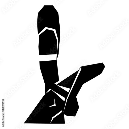 ballet pointe shoe ribbon leg ankle foot silhouette.