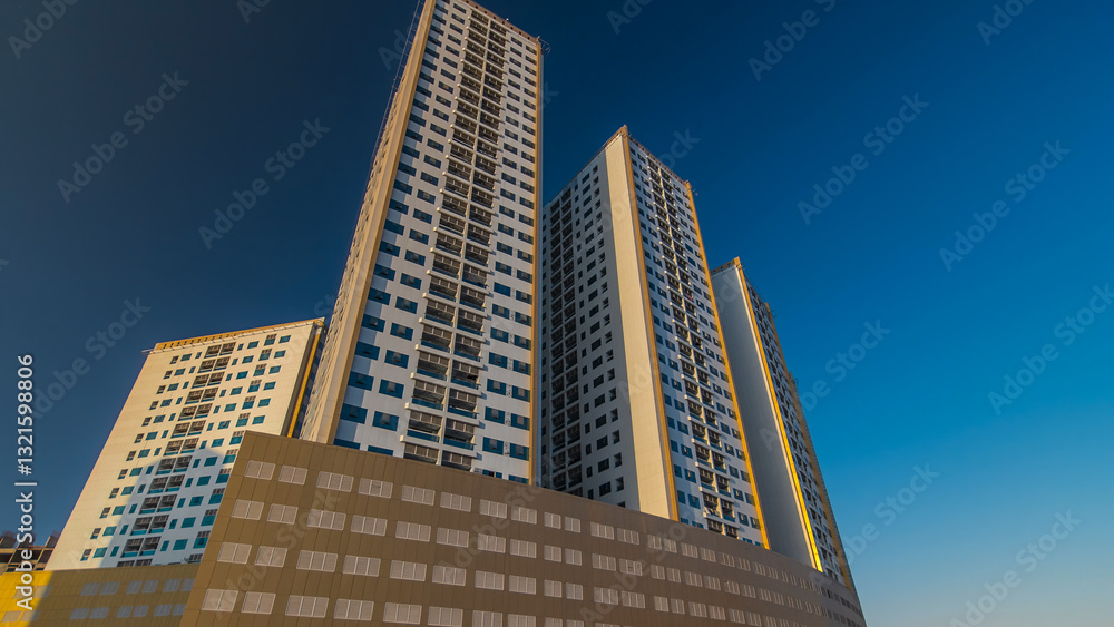 Modern new towers in Ajman timelapse hyperlapse. Cityscape of Ajman. Modern new towers in Ajman timelapse hyperlapse. Cityscape of Ajman.
