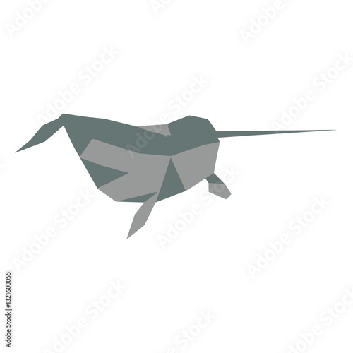narwhal flipper tusk tail low poly