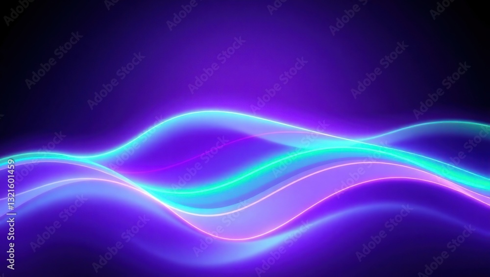 Naklejka premium Abstract Neon Waves in Dark Space