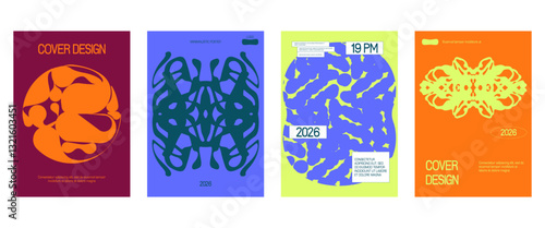 Posters with silhouette minimalistic basic figures, extraordinary graphic assets of geometrical shapes. Modern minimal colorfull print.