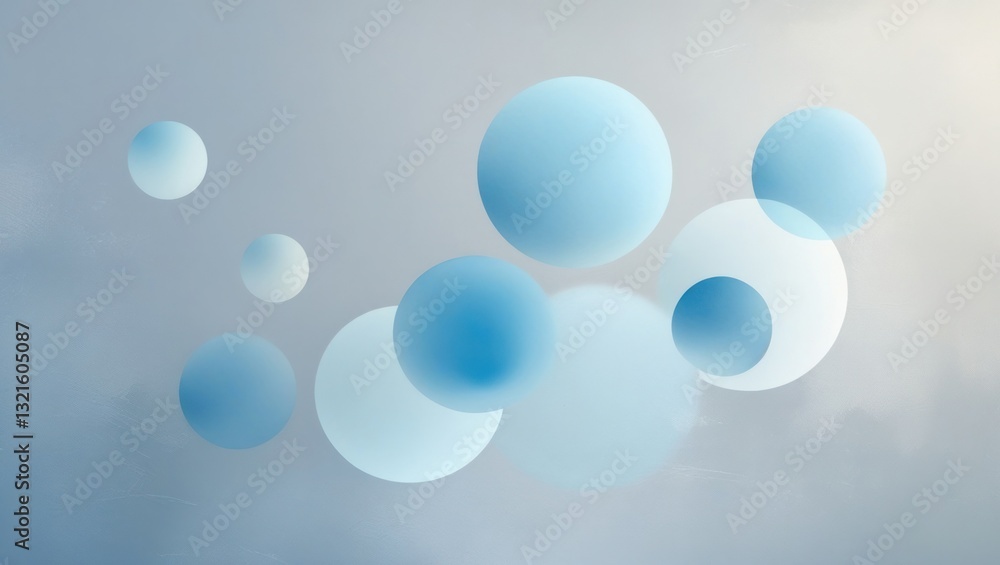 Floating blue circles, soft background Floating blue circles, soft background