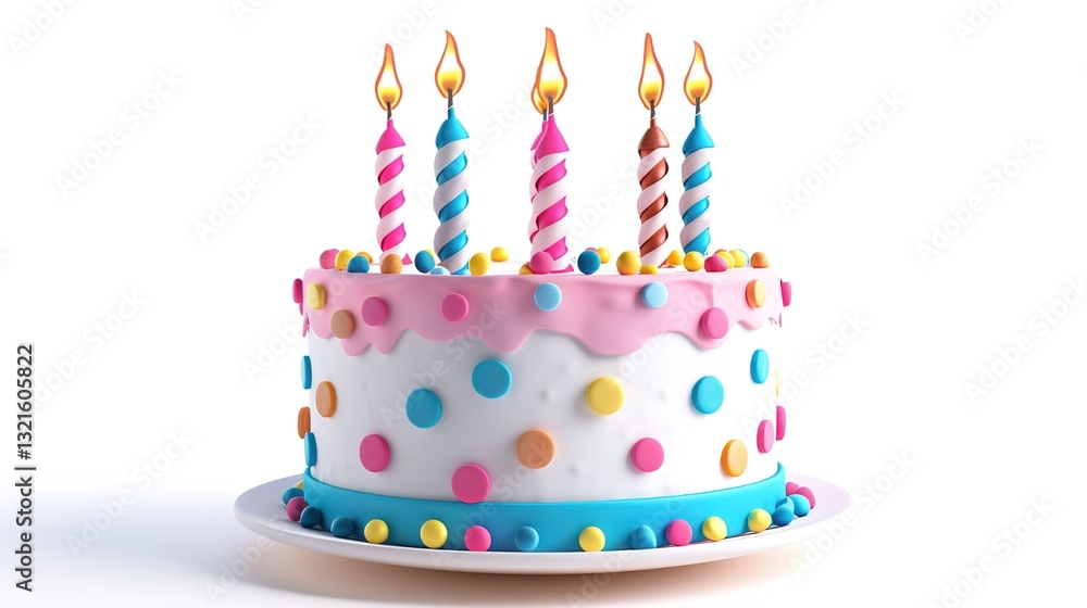Adorable Birthday Cake Isolated on a Clean White Background, Perfect for Fun and Playful Birthday Celebrations Adorable Birthday Cake Isolated on a Clean White Background, Perfect for Fun and Playful Birthday Celebrations