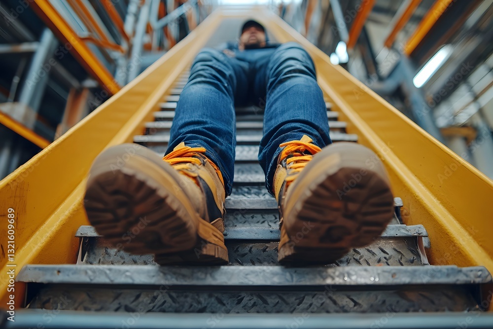 a person is sitting at the top of the staircase a person is sitting at the top of the staircase
