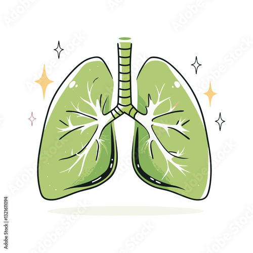 Vector illustration of human lungs with bronchial branches, symbolizing respiration, health, and medical science.