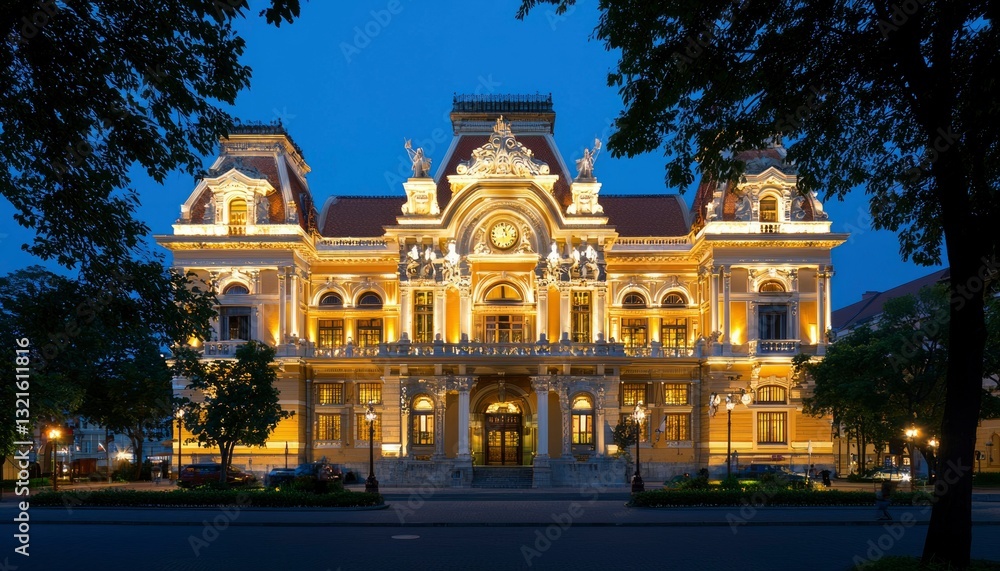 Obraz premium Ornate building at twilight