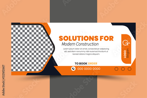 Facebook Cover page design; Banner post, Facebook Banner Template, clean minimal and elegant template design, Construction Banner Design, Facebook cover for construction design