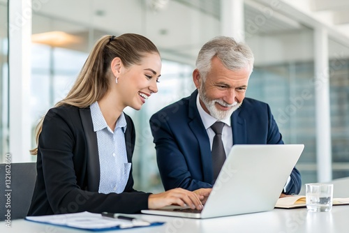 Fototapeta Naklejka Na Ścianę i Meble -  Happy mid aged business woman manager handshaking at office meeting. Smiling female hr hiring recruit at job interview, bank or insurance agent, lawyer making contract deal with client at work