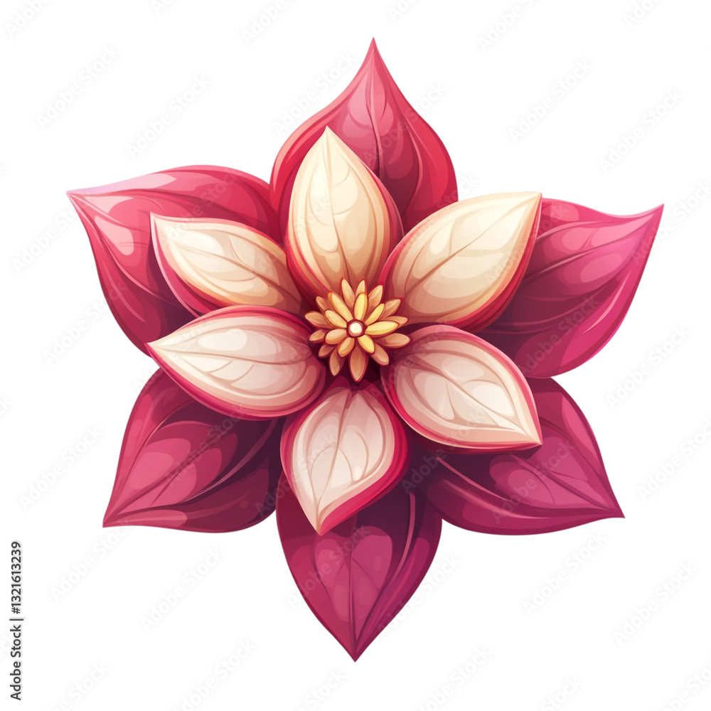 Naklejka premium A vibrant crimson flower with creamy petals a delightful bloom