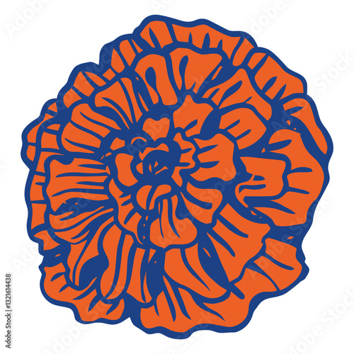 day of the dead blue and orange carnation flower color stroke 