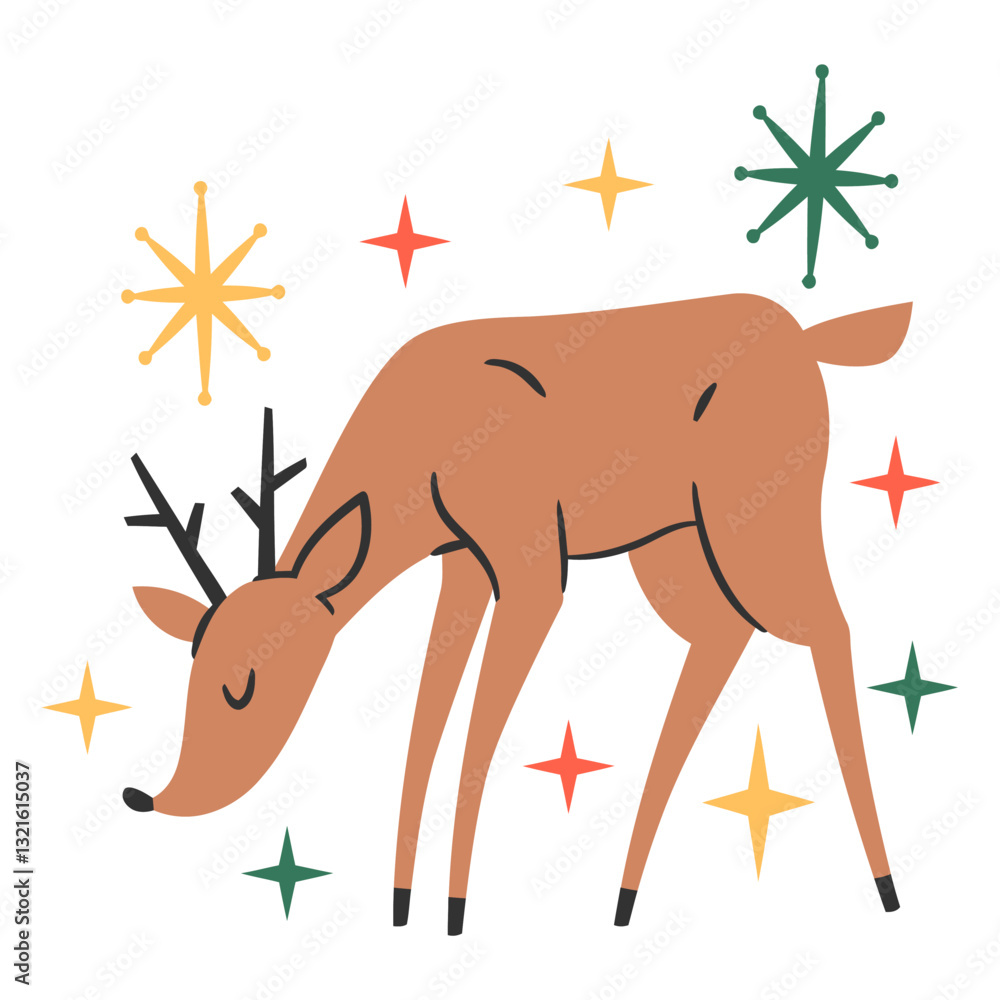 vintage christmas reindeer animal.
