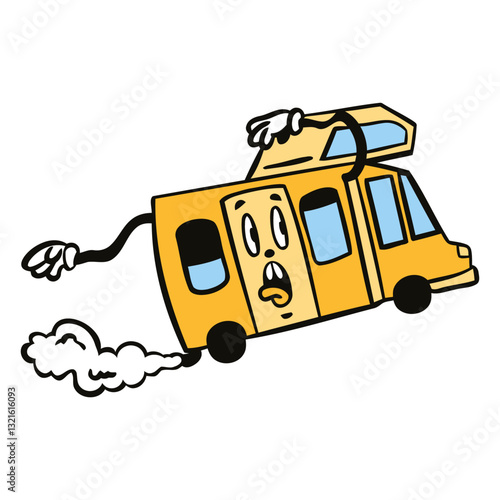 crazy camping trailer cartoon.eps