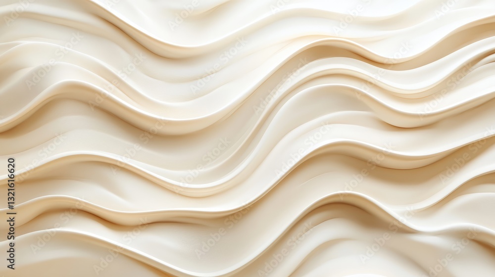 Obraz premium Smooth, flowing cream-colored waves create an abstract background, evoking calmness and elegance for design use