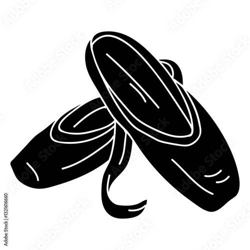 ballet ribbon pointe shoe detailed silhouette.eps