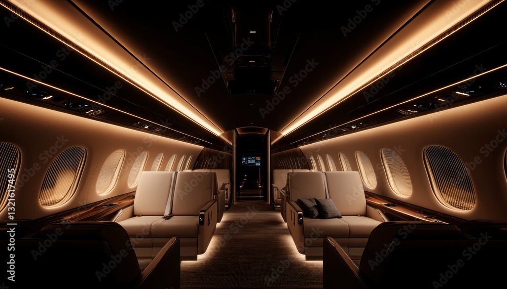Fototapeta premium Luxurious private jet interior