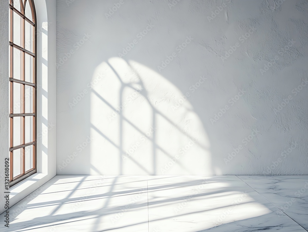 Obraz premium Window light shining into empty interior room with textured wall