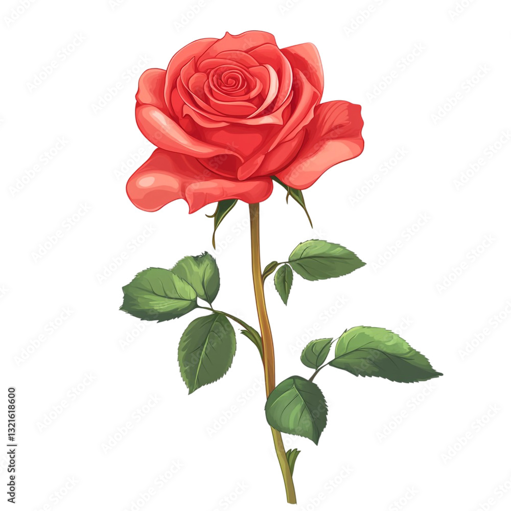 Fototapeta premium A single perfect red rose a symbol of love and beauty