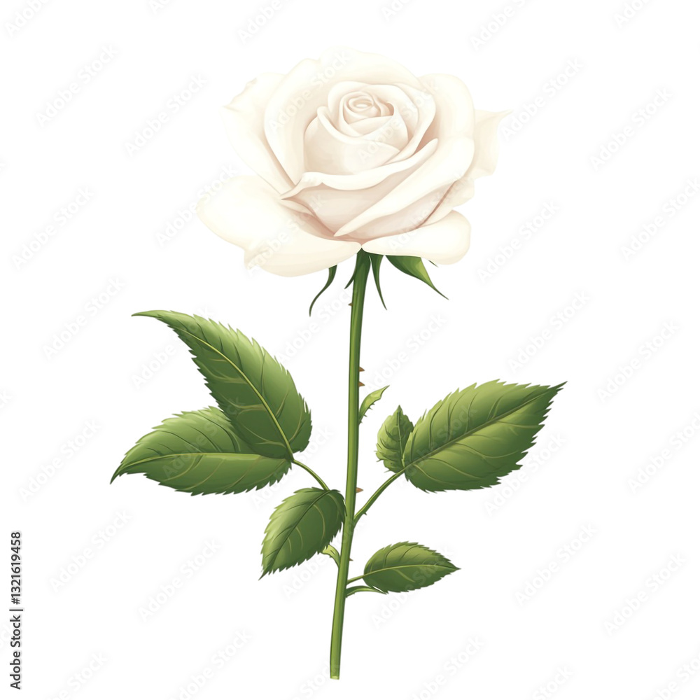 Fototapeta premium A single white rose elegant and pure a symbol of love and innocence