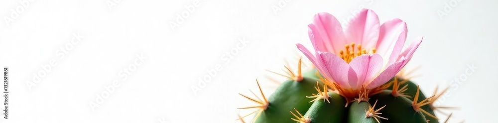 Delicate bloom isolated on crisp white background, cactus, bloom, purity Delicate bloom isolated on crisp white background, cactus, bloom, purity