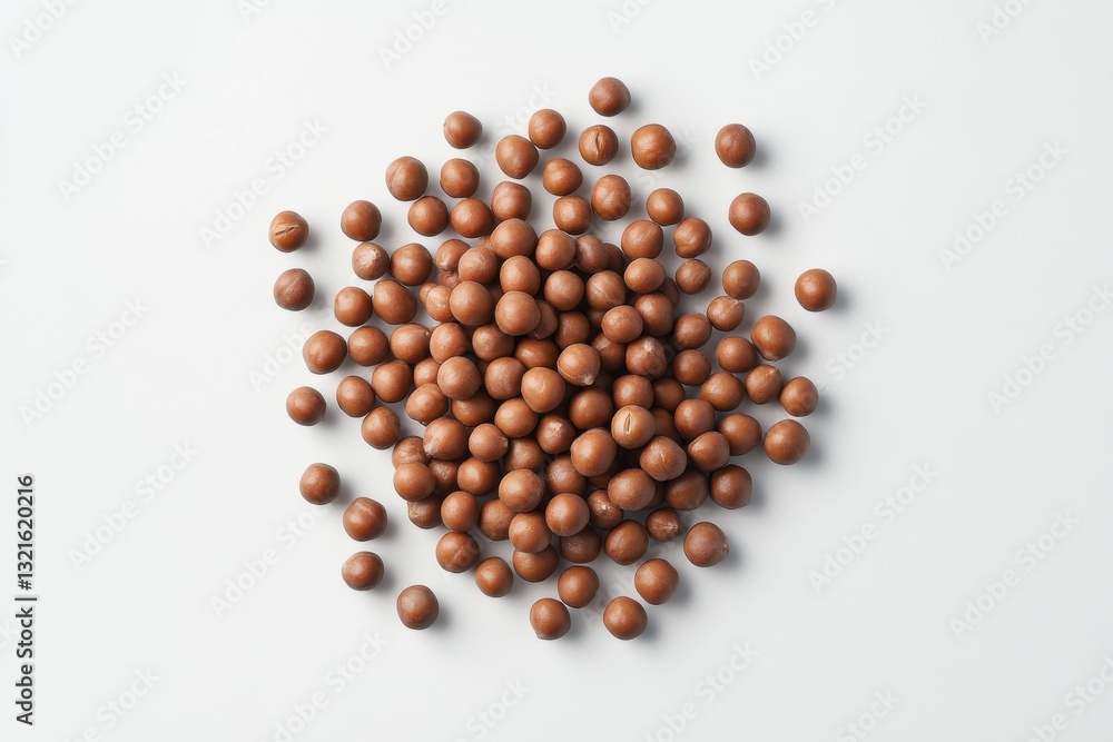 Pile of chickpeas on white background, top view, high contrast, commercial product photography Pile of chickpeas on white background, top view, high contrast, commercial product photography