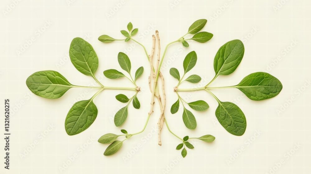 Obraz premium Ashwagandha powder and root, known for its health boosting properties.