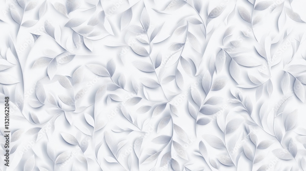 Fototapeta premium Stunning White Leaf Design: A Delicate Botanical Print for Modern Decor