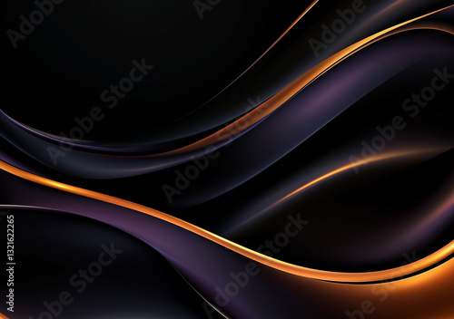 Vibrant purple and orange gradient waves create an energetic backdrop on a black canvas in this striking visual composition