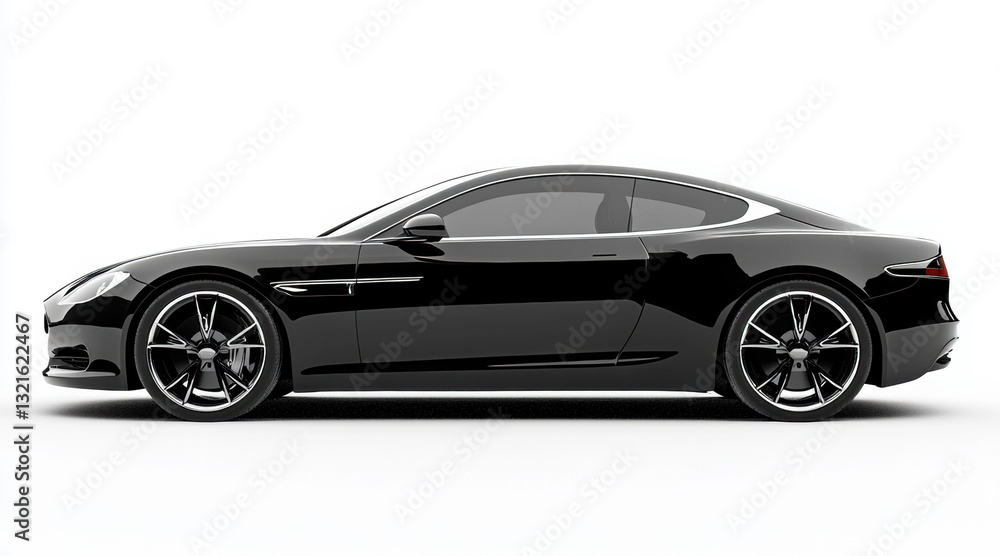 Sleek black sports coupe parked in a minimalist setting Sleek black sports coupe parked in a minimalist setting