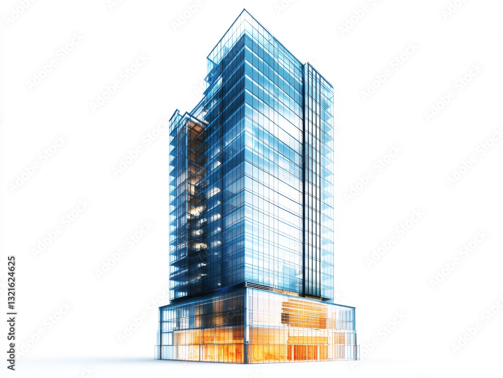 Fototapeta premium Modern glass skyscraper showcasing innovative architecture design