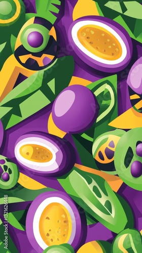 Wallpaper Mural Eye-catching Passion Fruit Pattern Design Torontodigital.ca