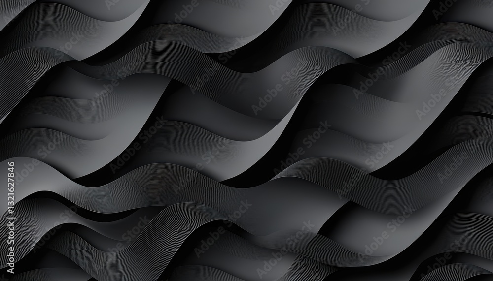 Obraz premium Seamless abstract minimal curved lines in black and white, refined high-end monochrome luxury pattern, sophisticated futuristic refinement