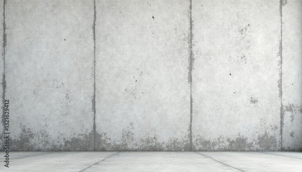 Fototapeta premium Light gray concrete walls with intricate cracks and fading details, worn, weathered