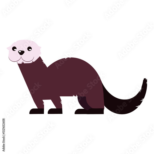otter fur muzzle tail rounded flat.eps