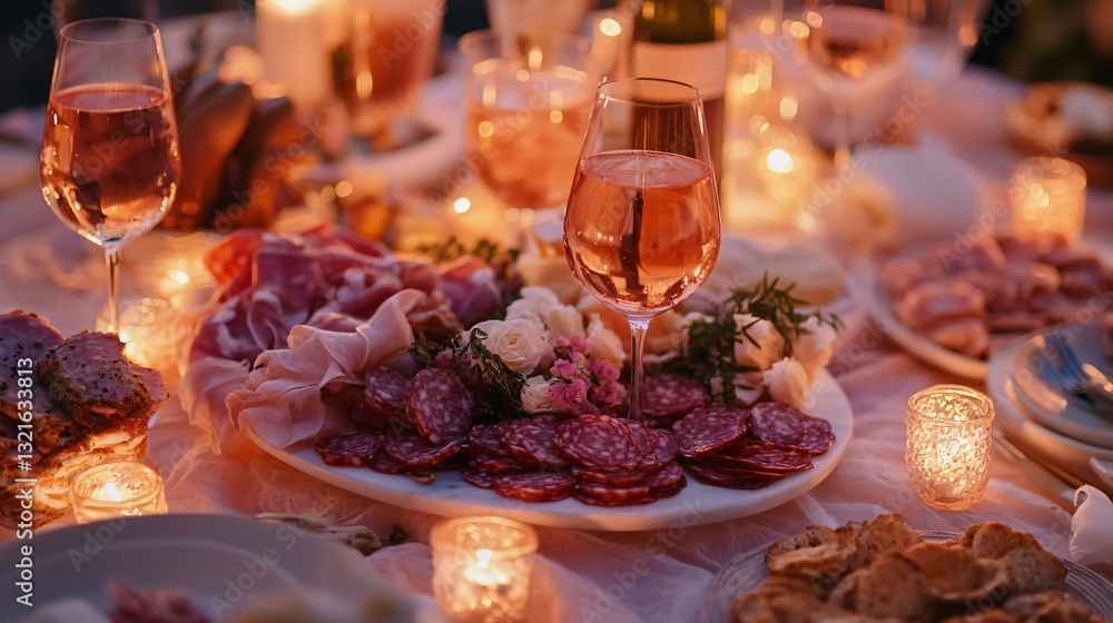 Elegant Pastel-Themed Charcuterie Setup with Ros� Wine for Stylish Events Elegant Pastel-Themed Charcuterie Setup with Ros� Wine for Stylish Events