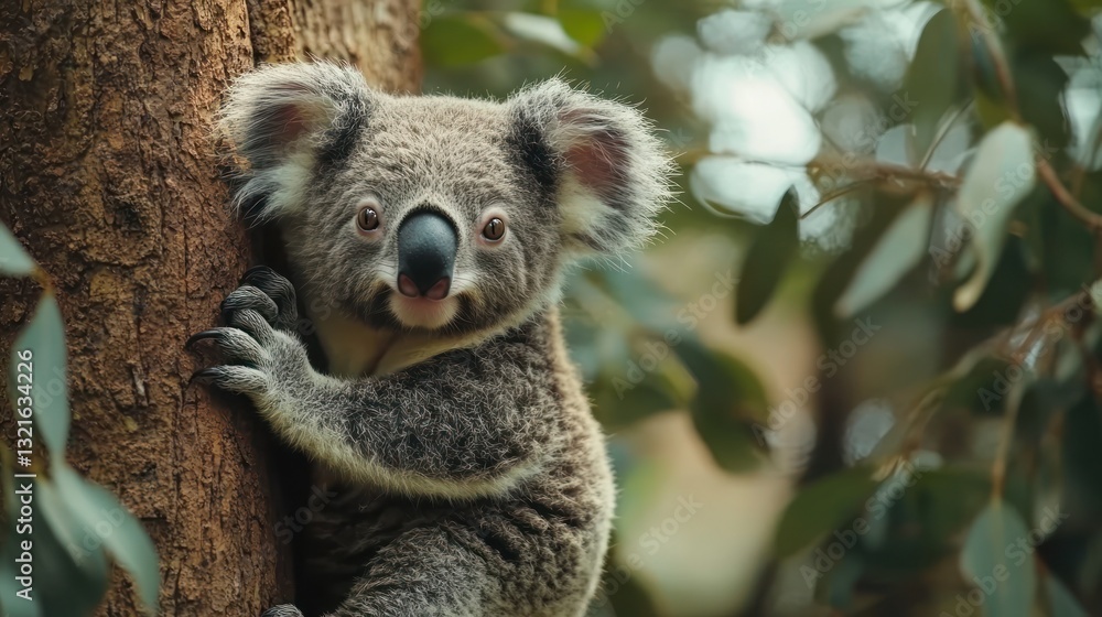 Fototapeta premium Adorable Koala on Eucalyptus Tree
